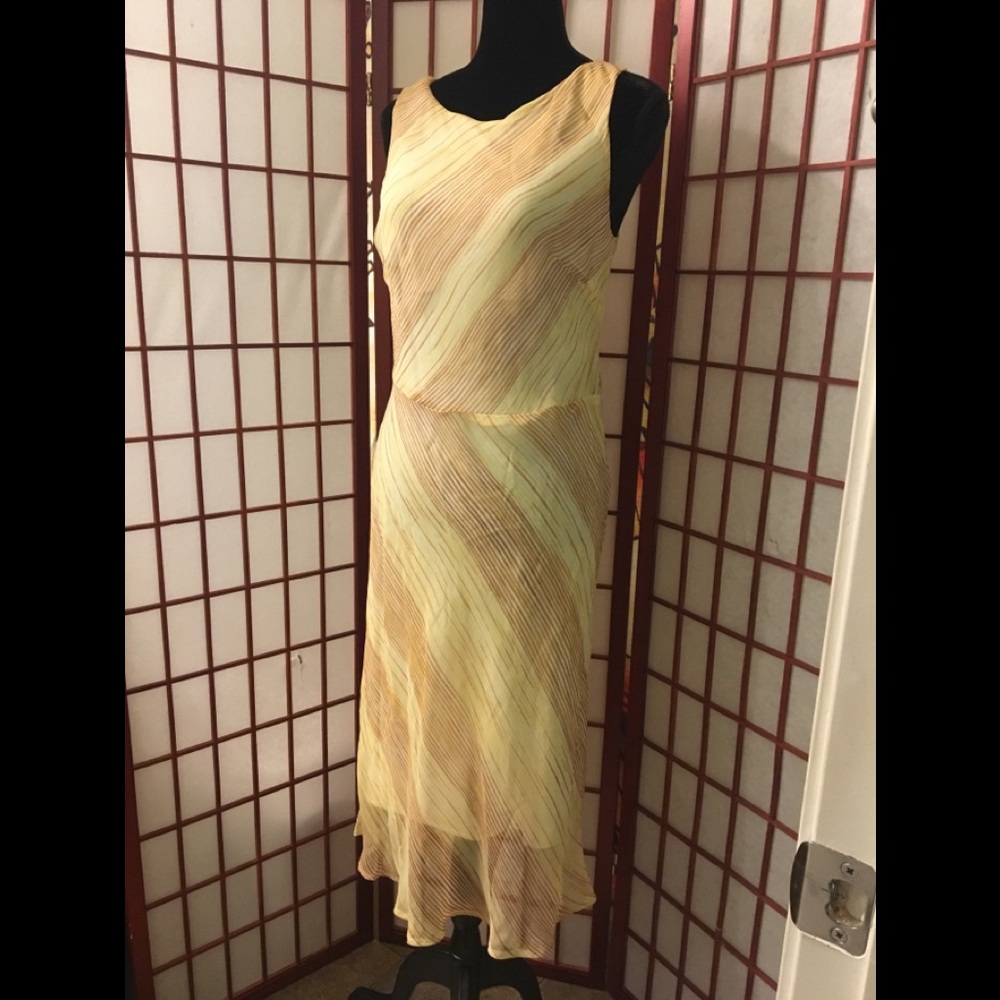 Elegant Yellow Striped Dress